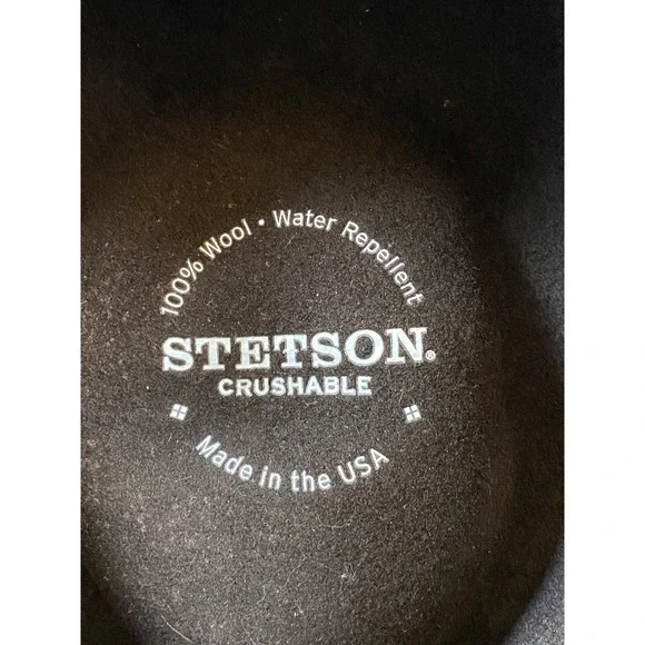 Stetson Crushable Wool Fedora Hat Brown Water Repellent‎ Large Made in USA - Picture 6 of 13